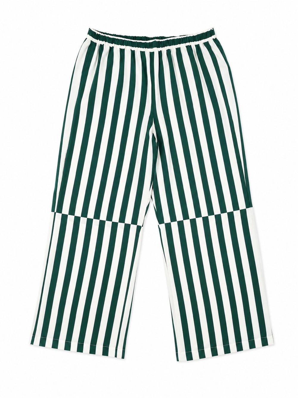 AYR Green and White Striped Wide-Leg Pants